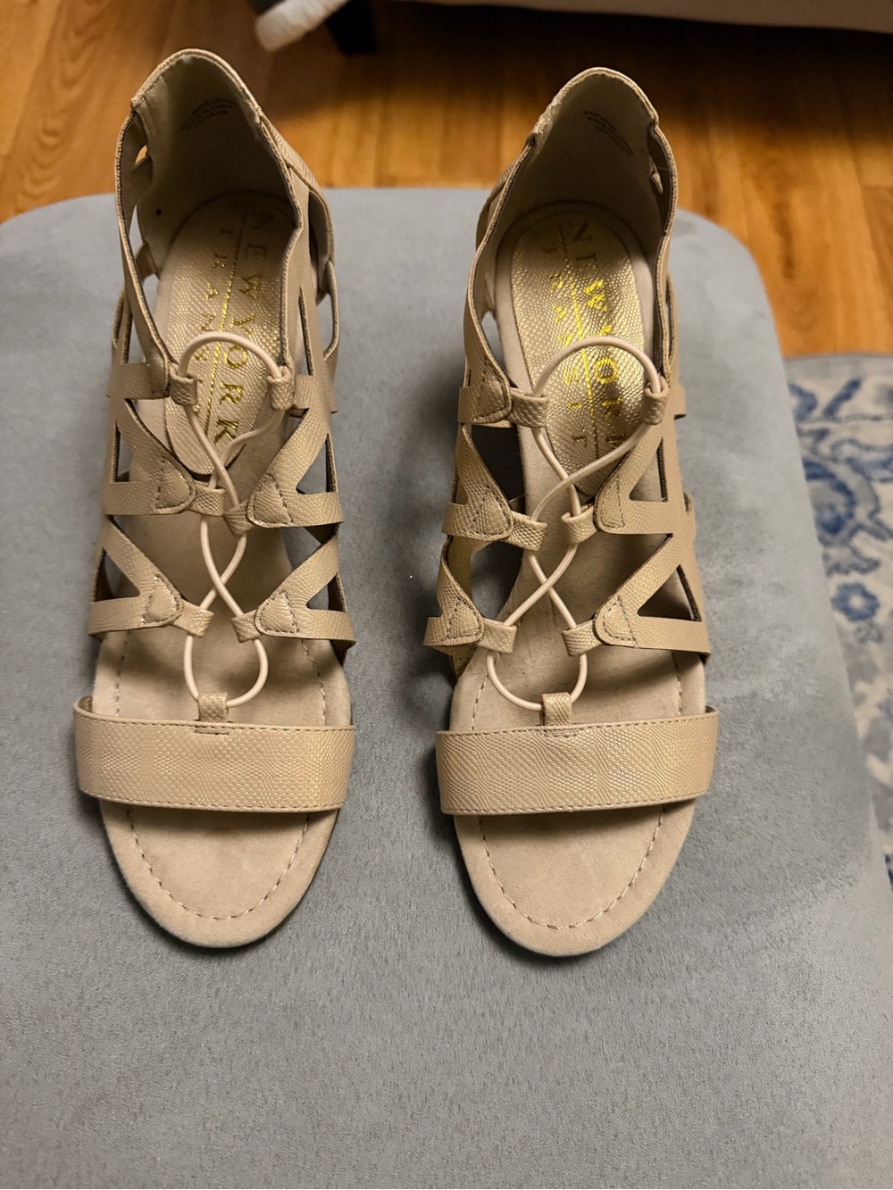 Neutral Beige Women's Gladiator Wedge Sandals - Comfortable Summer Style